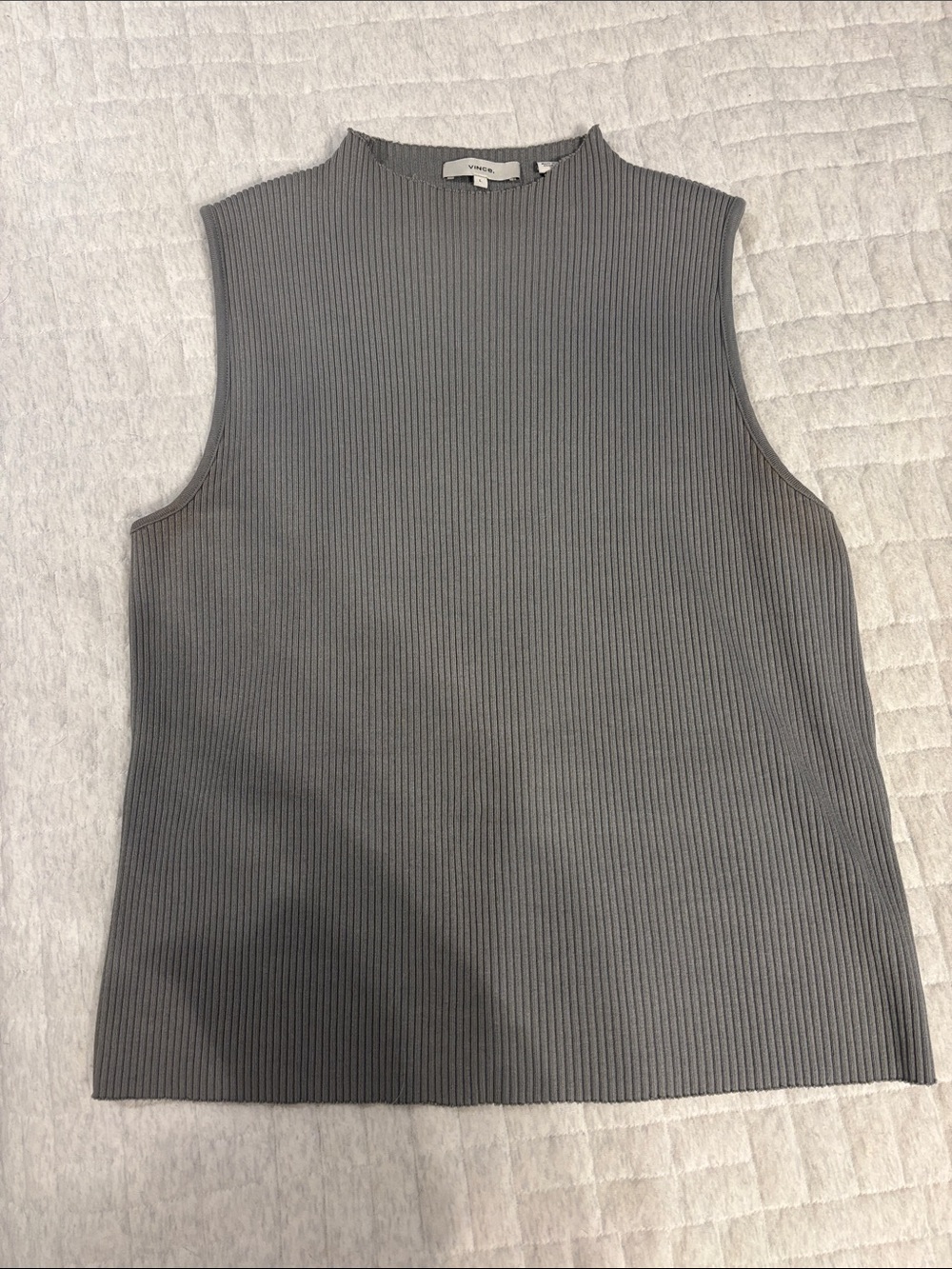 Vince Ribbed Sleeveless Tank - Gray